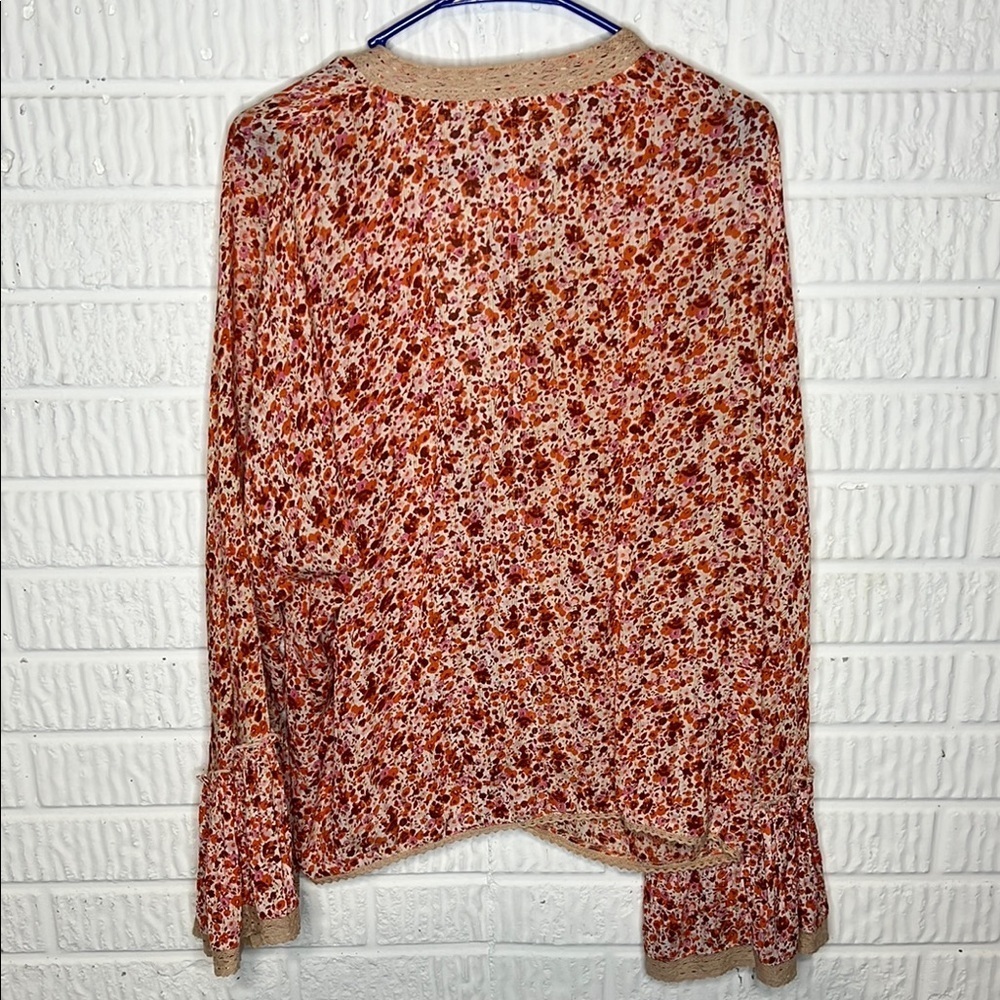 Nalini Floral Tie Front Top With Bell sleeves - Picture 2 of 4